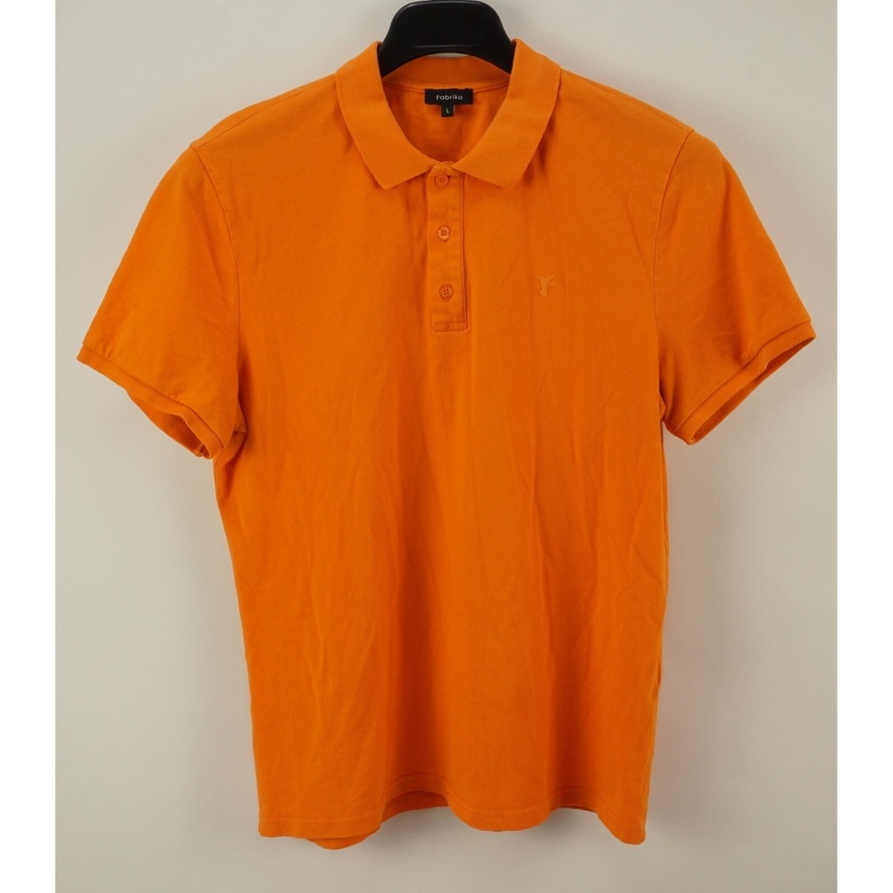 Fabrika‎ Mens Large Slim Fit Short Sleeve Orange Pique Stretch Cotton Polo Shirt